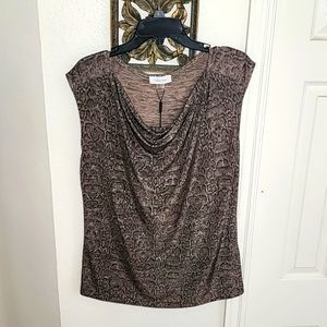 Women's top sleevless, snake print, Calvin Klein, dressy